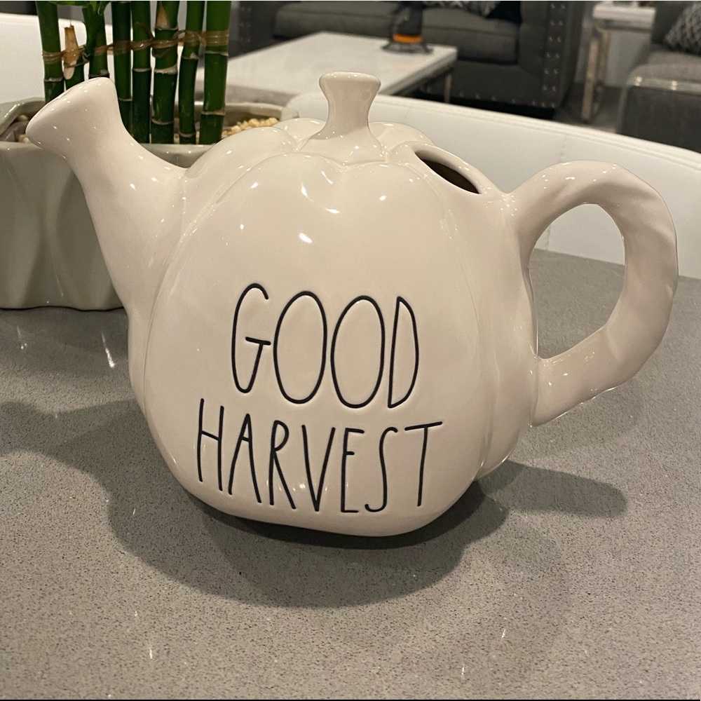 Rae Dunn Good Harvest Fall Pumpkin Ceramic Watering Can New 2021 LL MAGENTA